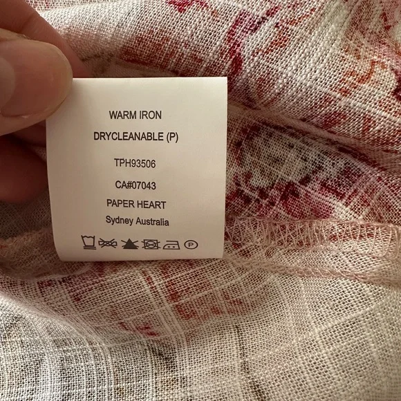 Paper Heart Floral Maxi Dress Linen Rayon Blend Womens L Boho V Neck NWT - Picture 10 of 16